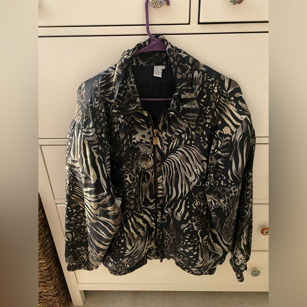 Animal print zip up jacket